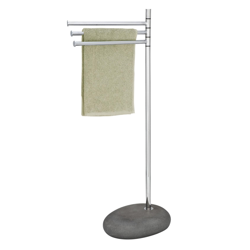 WENKO 19493100 - PEBBLE STONE Towel Stand 38x84 cm Polished Chrome/Grey