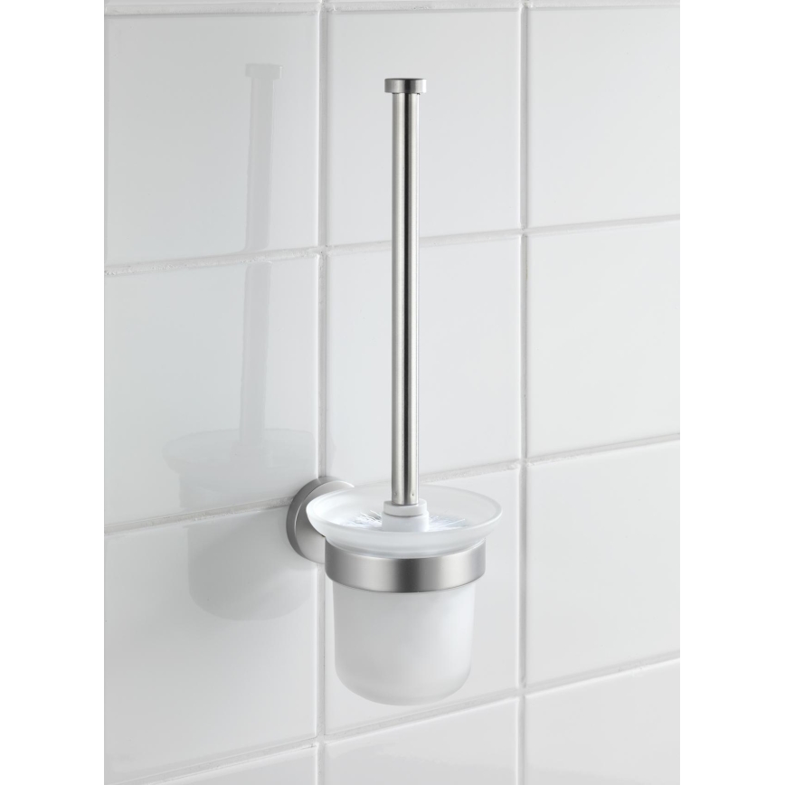 WENKO 19614100 - BOSIO MATT Toilet Brush 10 x 14 cm, Stainless Steel / Silver / Satin Finish