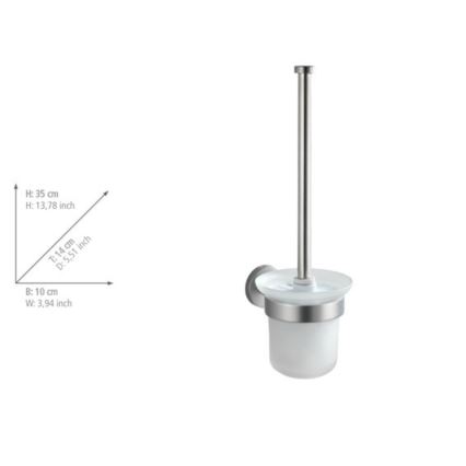 WENKO 19614100 - BOSIO MATT Toilet Brush 10x14 cm, Stainless Steel / Silver / Satin Finish