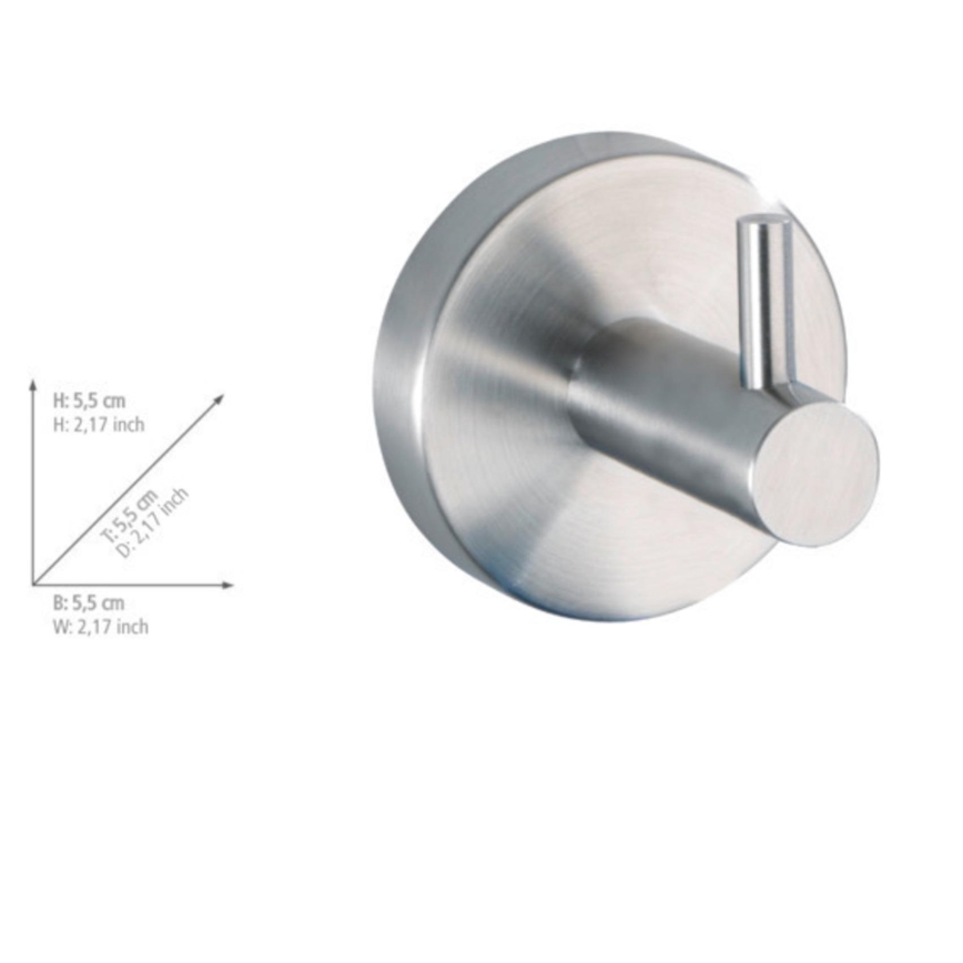 WENKO 19621100 - BOSIO MATT Hook 5.5 x 5.5 cm stainless steel/silver