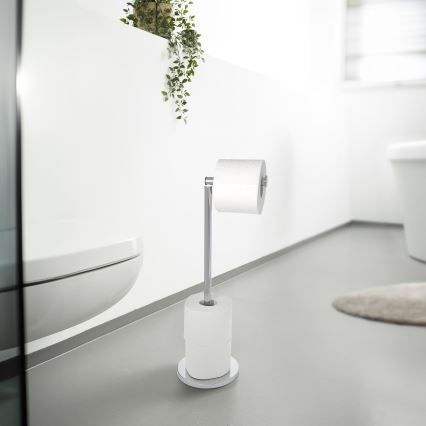 WENKO 19637100 - Stainless Steel Toilet Paper Holder 21x55 cm, Silver