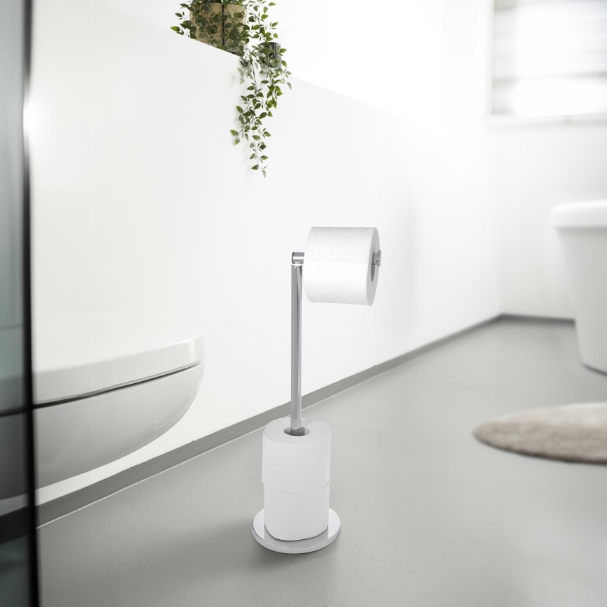 WENKO 19637100 - Stainless Steel Toilet Paper Holder 21x55 cm, Silver