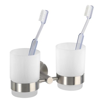 WENKO 19638100 - BOSIO MATT Toothbrush Holder 17.5 x 9.5 cm, stainless steel/silver