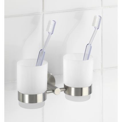 WENKO 19638100 - BOSIO MATT Toothbrush Holder 17.5 x 9.5 cm, stainless steel/silver