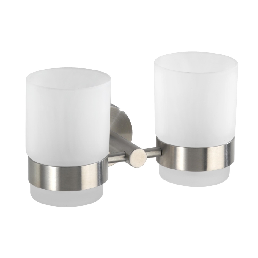 WENKO 19638100 - BOSIO MATT Toothbrush Holder 17.5 x 9.5 cm, stainless steel/silver