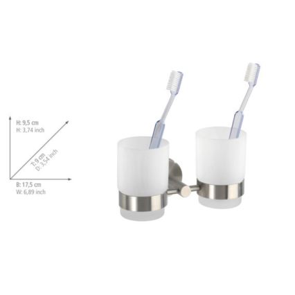WENKO 19638100 - BOSIO MATT Toothbrush Holder 17.5 x 9.5 cm, stainless steel/silver