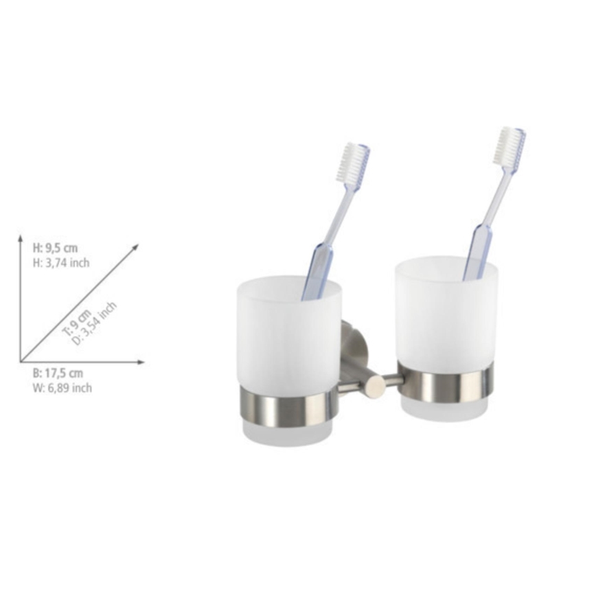 WENKO 19638100 - BOSIO MATT Toothbrush Holder 17.5 x 9.5 cm, stainless steel/silver