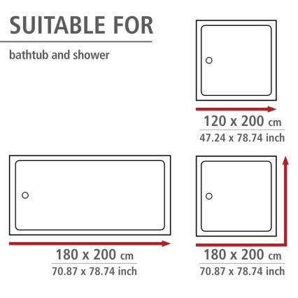 WENKO 20044100 - Shower Curtain 180x200 cm grey