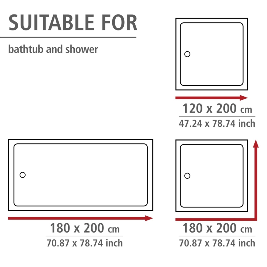 WENKO 20044100 - Shower Curtain 180x200 cm grey