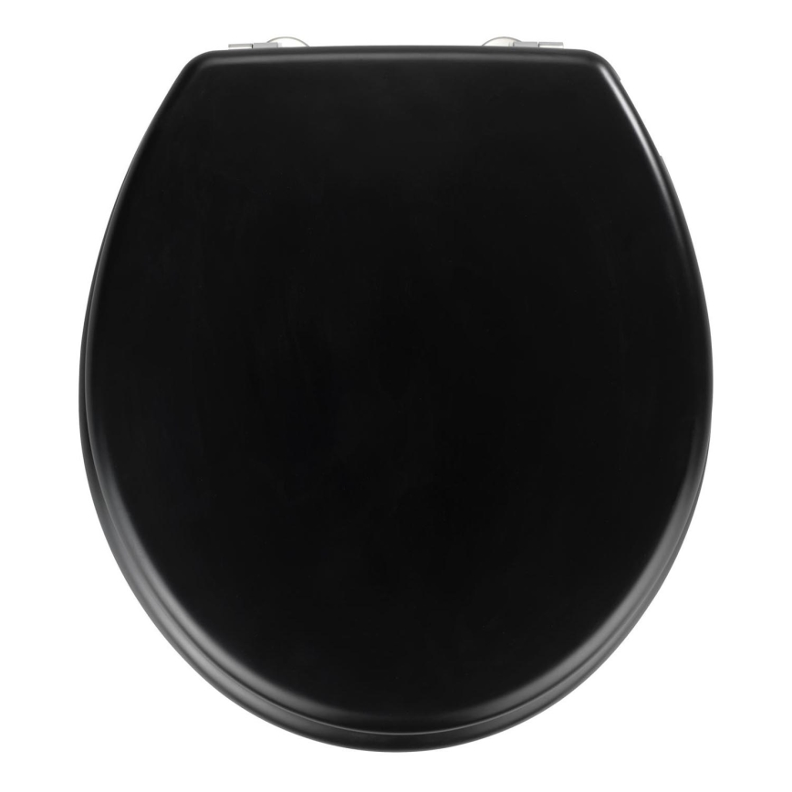 WENKO 20077100-WC PRIMA Toilet Seat 37 x 41 cm, Black/Silver