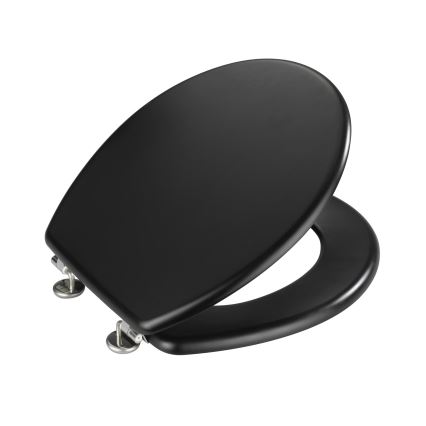 WENKO 20077100-WC PRIMA Toilet Seat 37 x 41 cm, Black/Silver