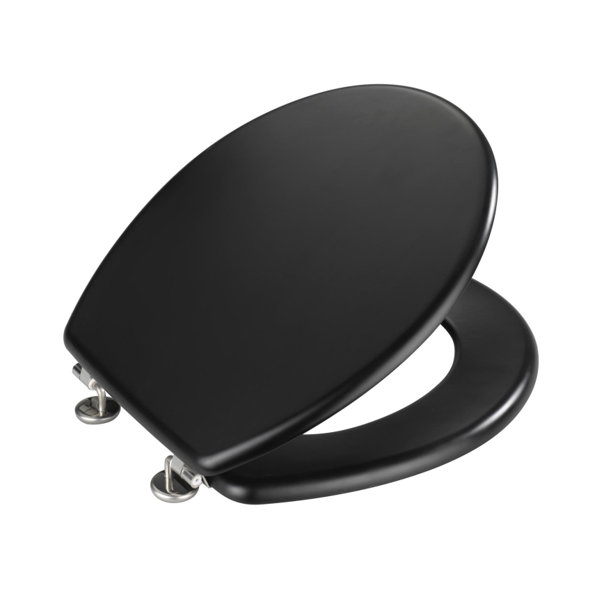 WENKO 20077100-WC PRIMA Toilet Seat 37 x 41 cm, Black/Silver