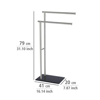 WENKO 20390100 - LIMA Towel Stand 41x79 cm Stainless Steel/Satin/Black