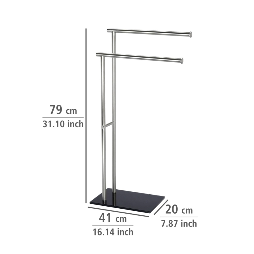 WENKO 20390100 - LIMA Towel Stand 41x79 cm Stainless Steel/Satin/Black