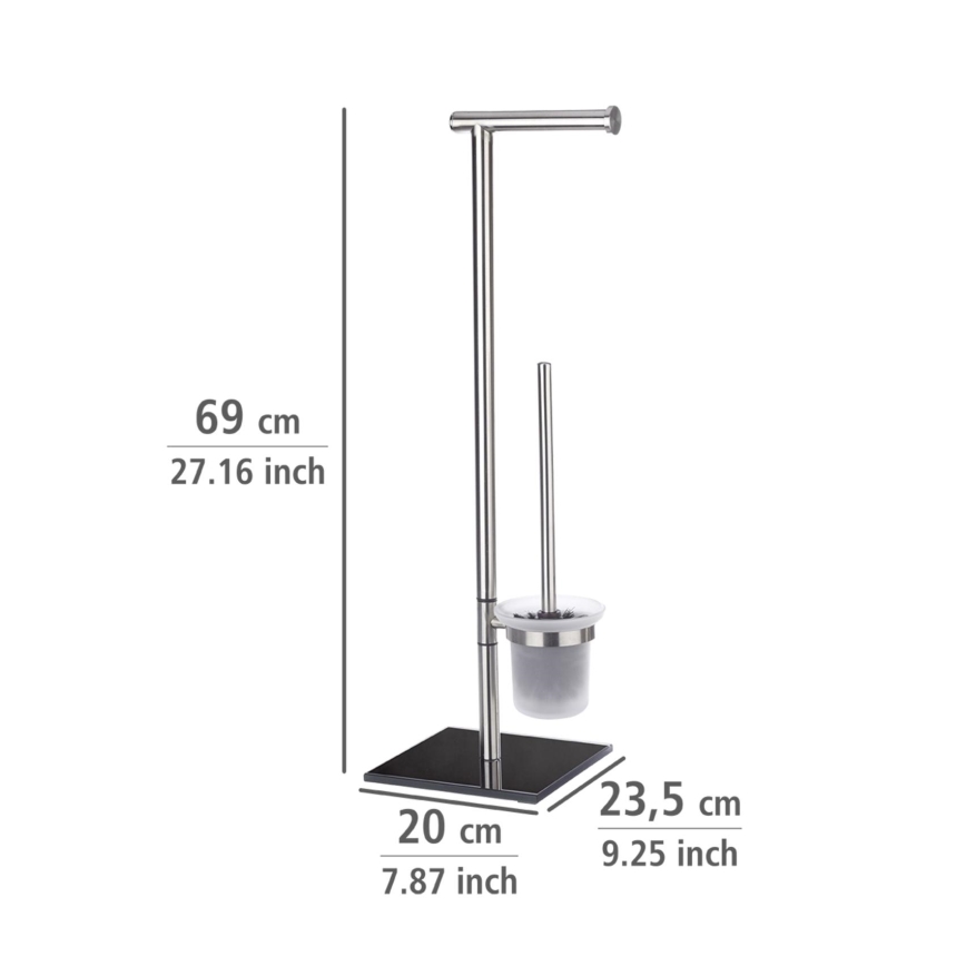 WENKO 20391100 - Toilet brush LIMA 23,5x69 cm stainless steel/satin/black