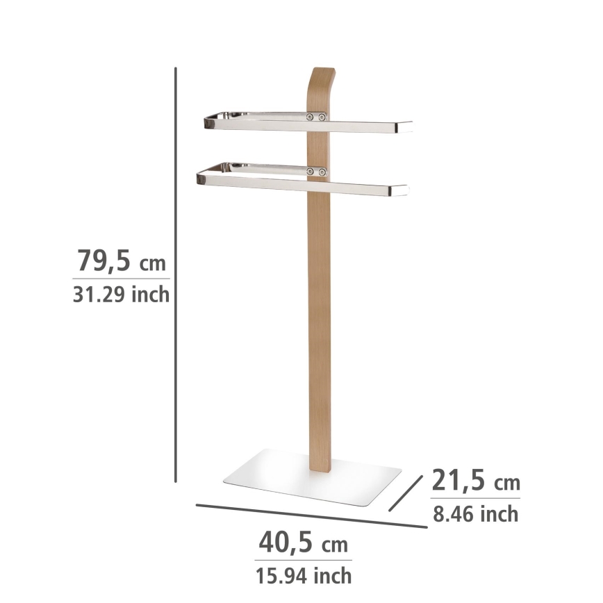 WENKO 20396100 - Towel Stand SAMONA 40,5x79,5 cm polished chrome/brown