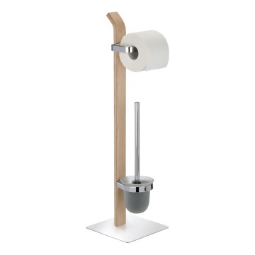 WENKO 20397100 - SAMONA Toilet Brush, 20 x 71.5 cm, Chrome/Brown/Satin