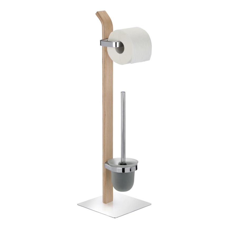 WENKO 20397100 - SAMONA Toilet Brush, 20 x 71.5 cm, Chrome/Brown/Satin