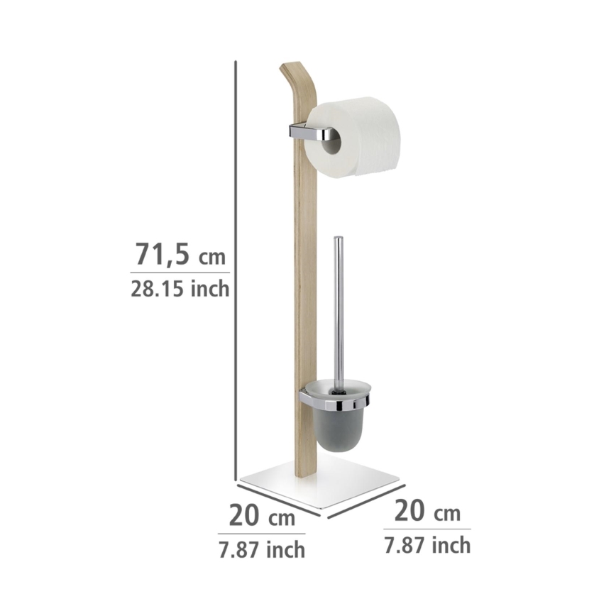 WENKO 20397100 - SAMONA Toilet Brush, 20 x 71.5 cm, Chrome/Brown/Satin