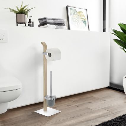 WENKO 20397100 - SAMONA Toilet Brush, 20 x 71.5 cm, Chrome/Brown/Satin