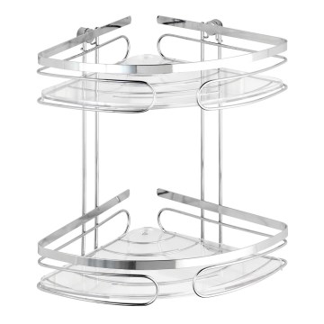 WENKO 20412100 - PREMIUM Stainless Steel Corner Shelf, 26.5 x 27.5 cm, stainless steel/silver