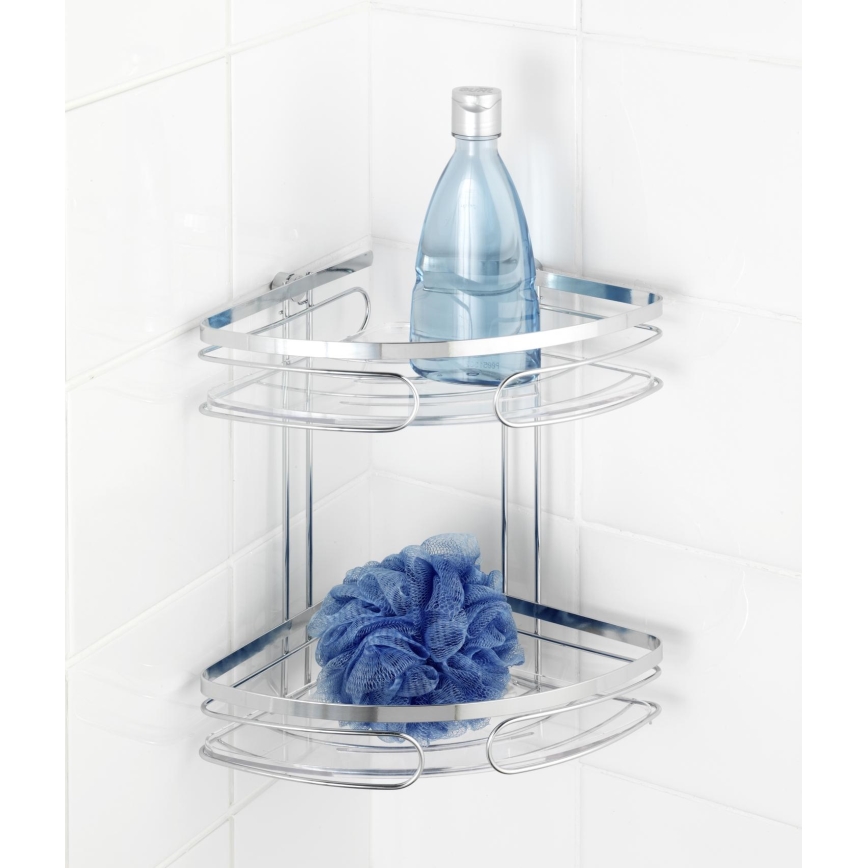 WENKO 20412100 - PREMIUM Stainless Steel Corner Shelf, 26.5 x 27.5 cm, stainless steel/silver
