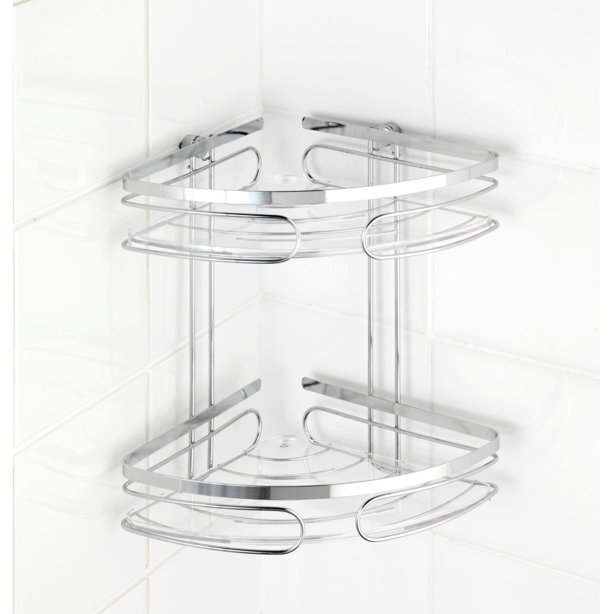WENKO 20412100 - PREMIUM Stainless Steel Corner Shelf, 26.5 x 27.5 cm, stainless steel/silver