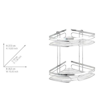 WENKO 20412100 - PREMIUM Stainless Steel Corner Shelf, 26.5 x 27.5 cm, stainless steel/silver