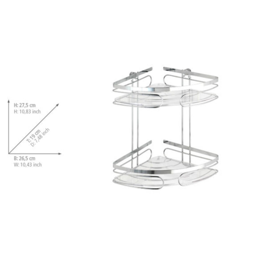 WENKO 20412100 - PREMIUM Stainless Steel Corner Shelf, 26.5 x 27.5 cm, stainless steel/silver