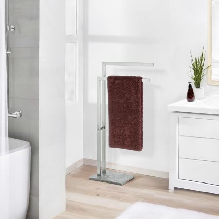 WENKO 20603100 - GRANIT Freestanding Towel Stand 43.5 x 86.5 cm Stainless Steel/Satin/Grey