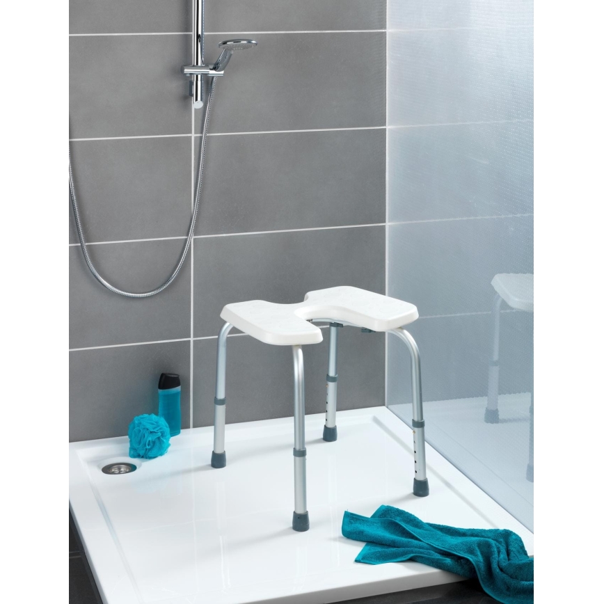 WENKO 206051100 - SECURA Stool 46 x 53.5 cm White/Silver