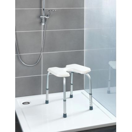 WENKO 206051100 - SECURA Stool 46 x 53.5 cm White/Silver