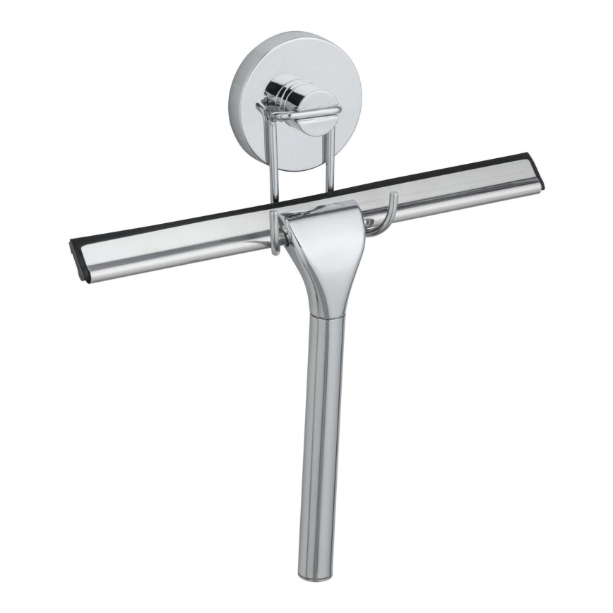 WENKO 20877100 - VACUUM-LOC Round Squeegee, Stainless Steel, Polished Chrome/Silver, 24.5 x 25 cm