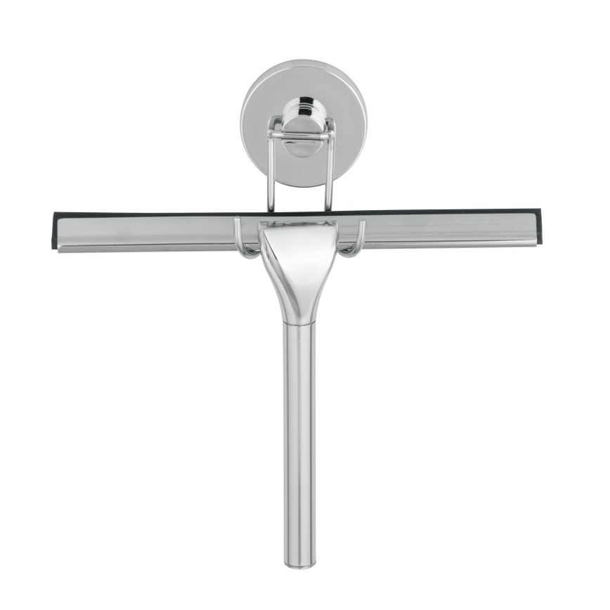 WENKO 20877100 - VACUUM-LOC Round Squeegee, Stainless Steel, Polished Chrome/Silver, 24.5 x 25 cm