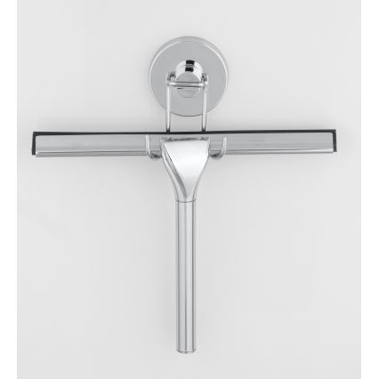 WENKO 20877100 - VACUUM-LOC Round Squeegee, Stainless Steel, Polished Chrome/Silver, 24.5 x 25 cm