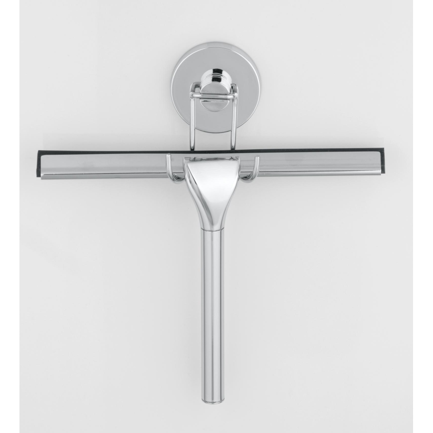 WENKO 20877100 - VACUUM-LOC Round Squeegee, Stainless Steel, Polished Chrome/Silver, 24.5 x 25 cm
