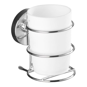 WENKO 20880100-Tumbler VACUUM-LOC MILAZZO 7.5 x 11.5 cm glossy chrome/white