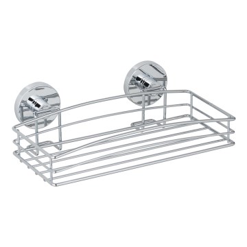WENKO 20883100 - VACUUM-LOC Round Steel Shelf 26 x 15.3 cm, Gloss Chrome