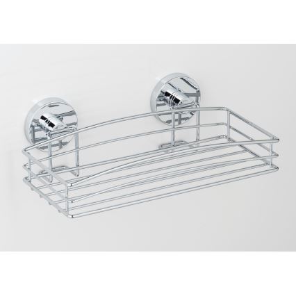 WENKO 20883100 - VACUUM-LOC Round Steel Shelf 26 x 15.3 cm, Gloss Chrome