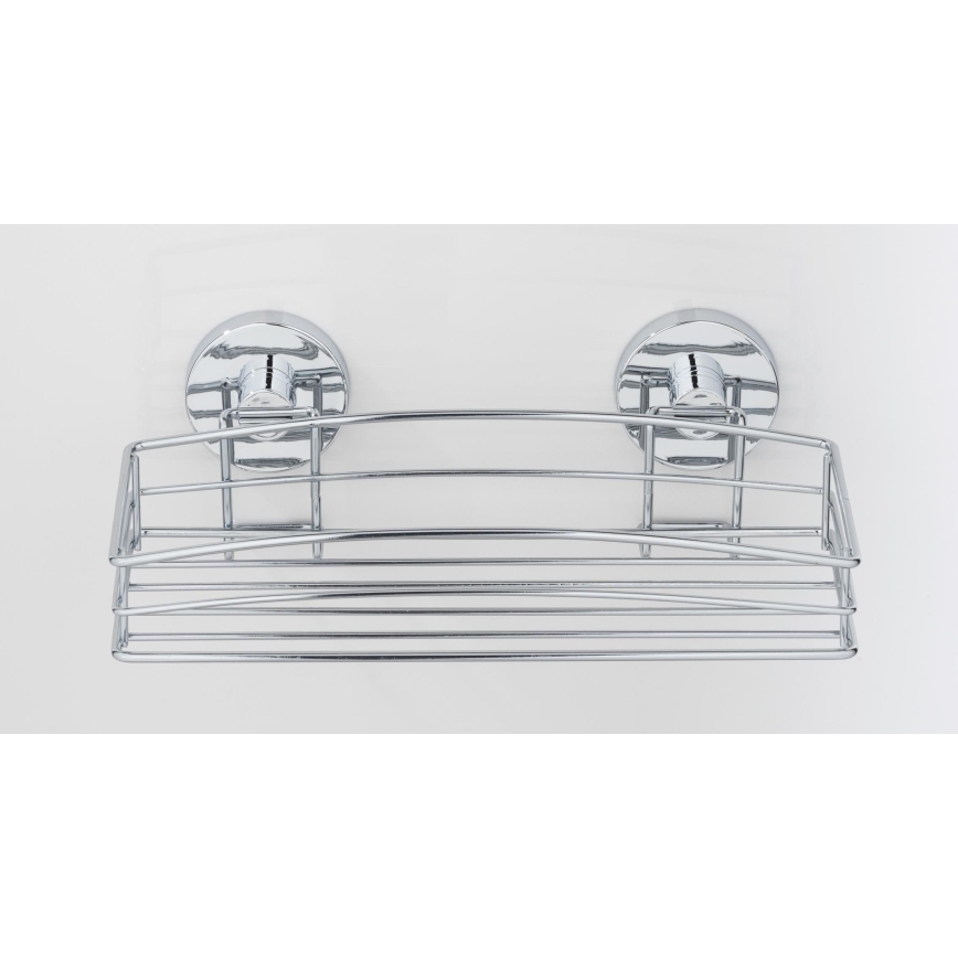 WENKO 20883100 - VACUUM-LOC Round Steel Shelf 26 x 15.3 cm, Polished Chrome