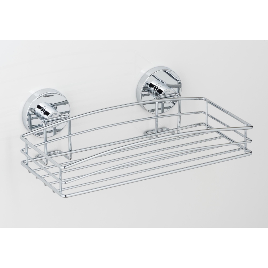 WENKO 20883100 - VACUUM-LOC Round Steel Shelf 26 x 15.3 cm, Polished Chrome