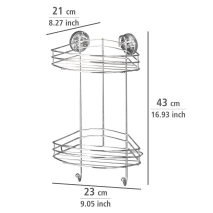 WENKO 20885100 - VACUUM-LOC Corner Shelf RUND STAH 24.5 x 41 cm, Polished Chrome