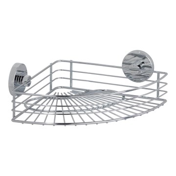 WENKO 20887100-Shelf VACUUM-LOC Round Steel 31x22,5 cm Glossy Chrome