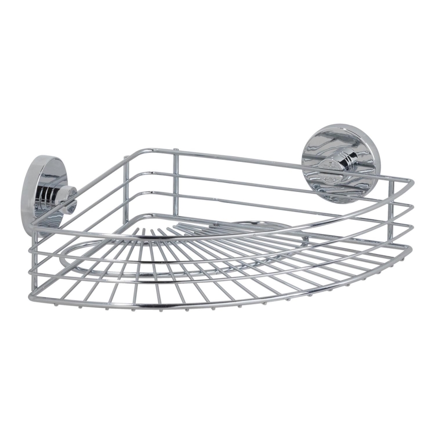 WENKO 20887100-Shelf VACUUM-LOC Round Steel 31x22,5 cm Glossy Chrome