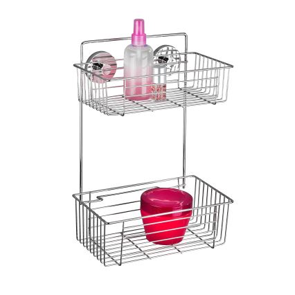 WENKO 20889100 - VACUUM-LOC Round Steel Shelf 26 x 38 cm, Polished Chrome