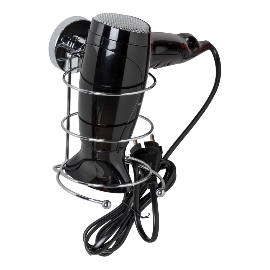 WENKO 20896100 - Hair Dryer Holder VACUUM-LOC MILAZZO 12x17 cm Polished Chrome