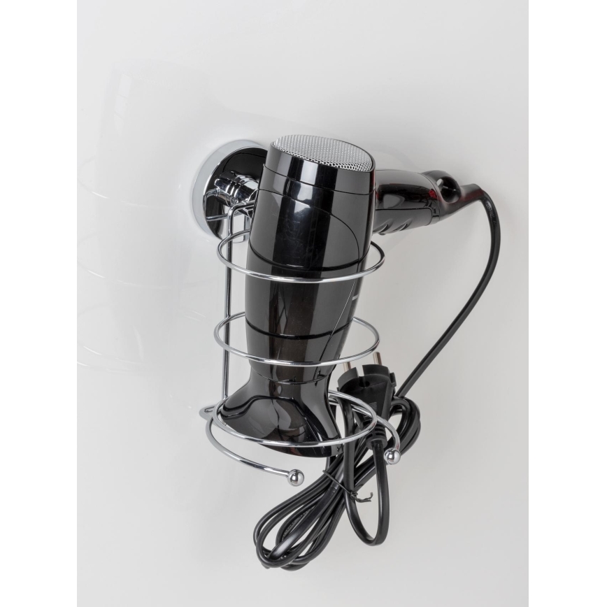 WENKO 20896100 - Hair Dryer Holder VACUUM-LOC MILAZZO 12x17 cm Polished Chrome
