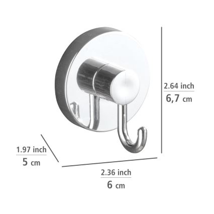 WENKO 20900100 - VACUUM-LOC Round Steel Hook, 6 x 6.7 cm, Polished Chrome