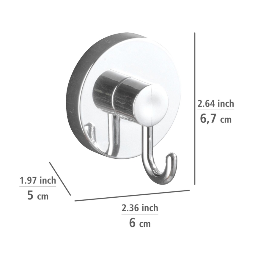 WENKO 20900100 - VACUUM-LOC Round Steel Hook, 6 x 6.7 cm, Polished Chrome