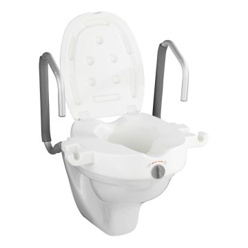 WENKO 20924100 - SECURA Toilet Seat, 55 x 47.5 cm, White/Silver
